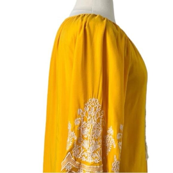 CC Chic Connection Shift Dress Tassel Tie Embroidery Yellow Women’s Plus Size 1X - Picture 8 of 12